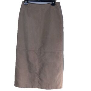 Charter Club Taupe Faux Suede Midi Skirt Size 8 Y2K Line Pencil A- Line 2000s